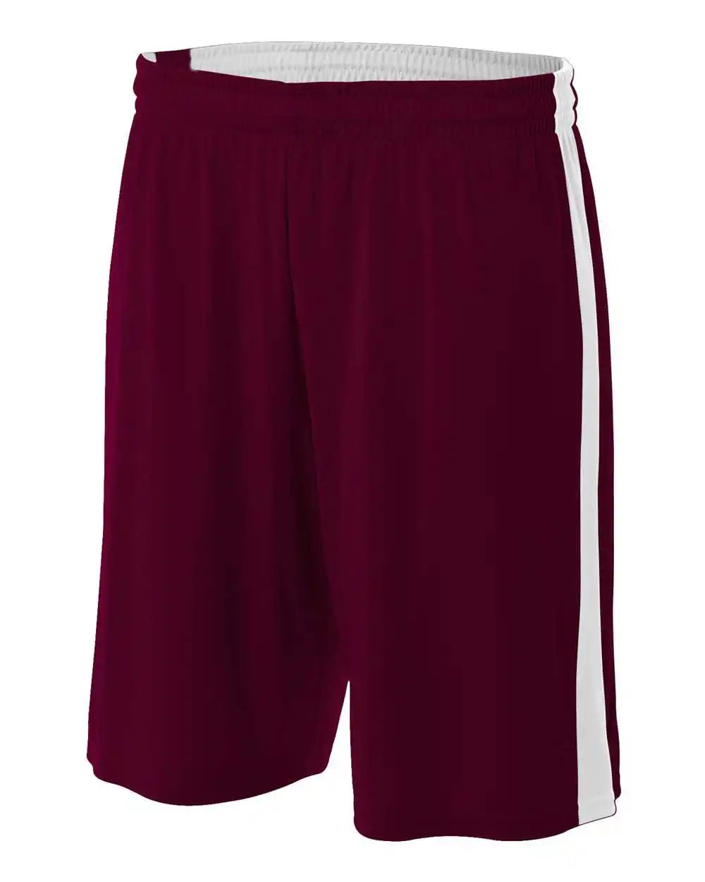 A4 N5284 Reversible Moisture Management 10’’ Short - Maroon White
