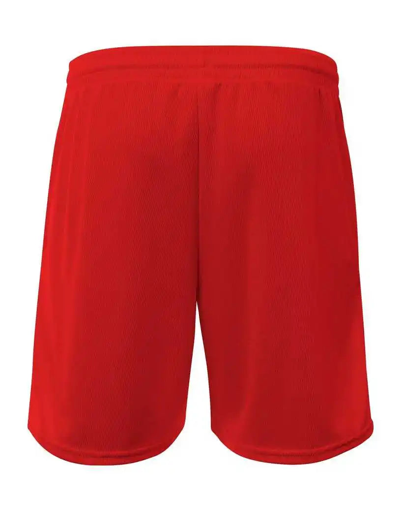 A4 N5384 Adult Flatback Mesh Short with Pockets - Scarlet