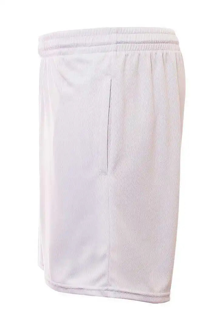 A4 N5384 Adult Flatback Mesh Short with Pockets - White