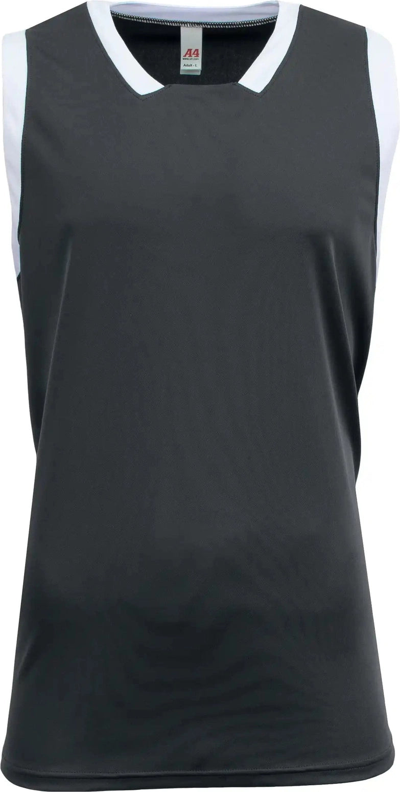 A4 Nb2505 Youth Sprint Single Ply Basketball Jersey - Graphite White - Dark Gray / Xs
