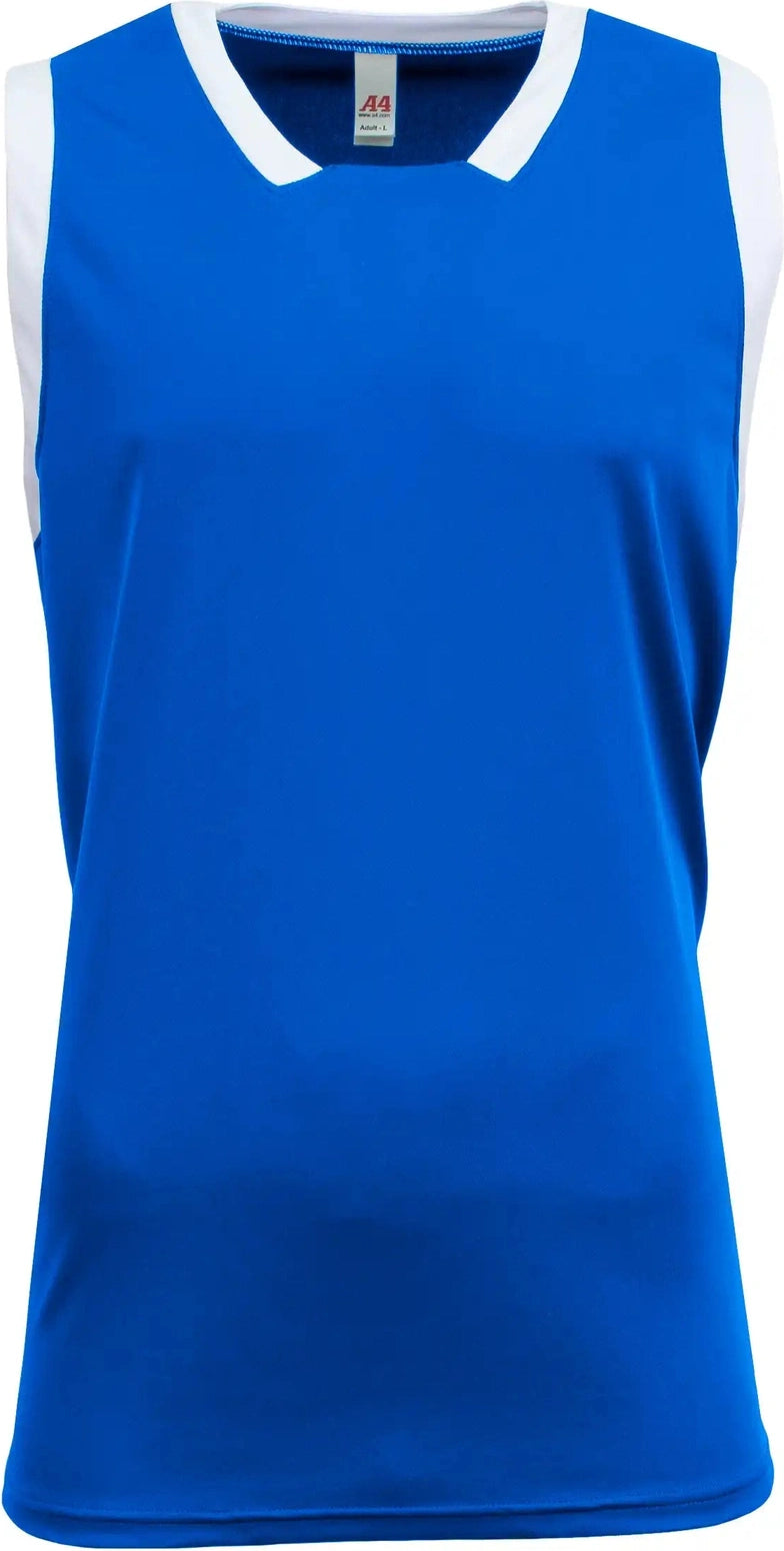 A4 Nb2505 Youth Sprint Single Ply Basketball Jerse - Royal/white - Royal/white / Xs