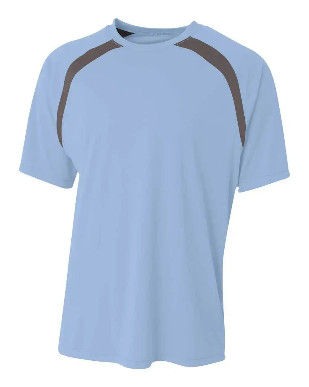 A4 Nb3001 Youth Spartan Short Sleeve Color Block Crew - Light Blue Graphite