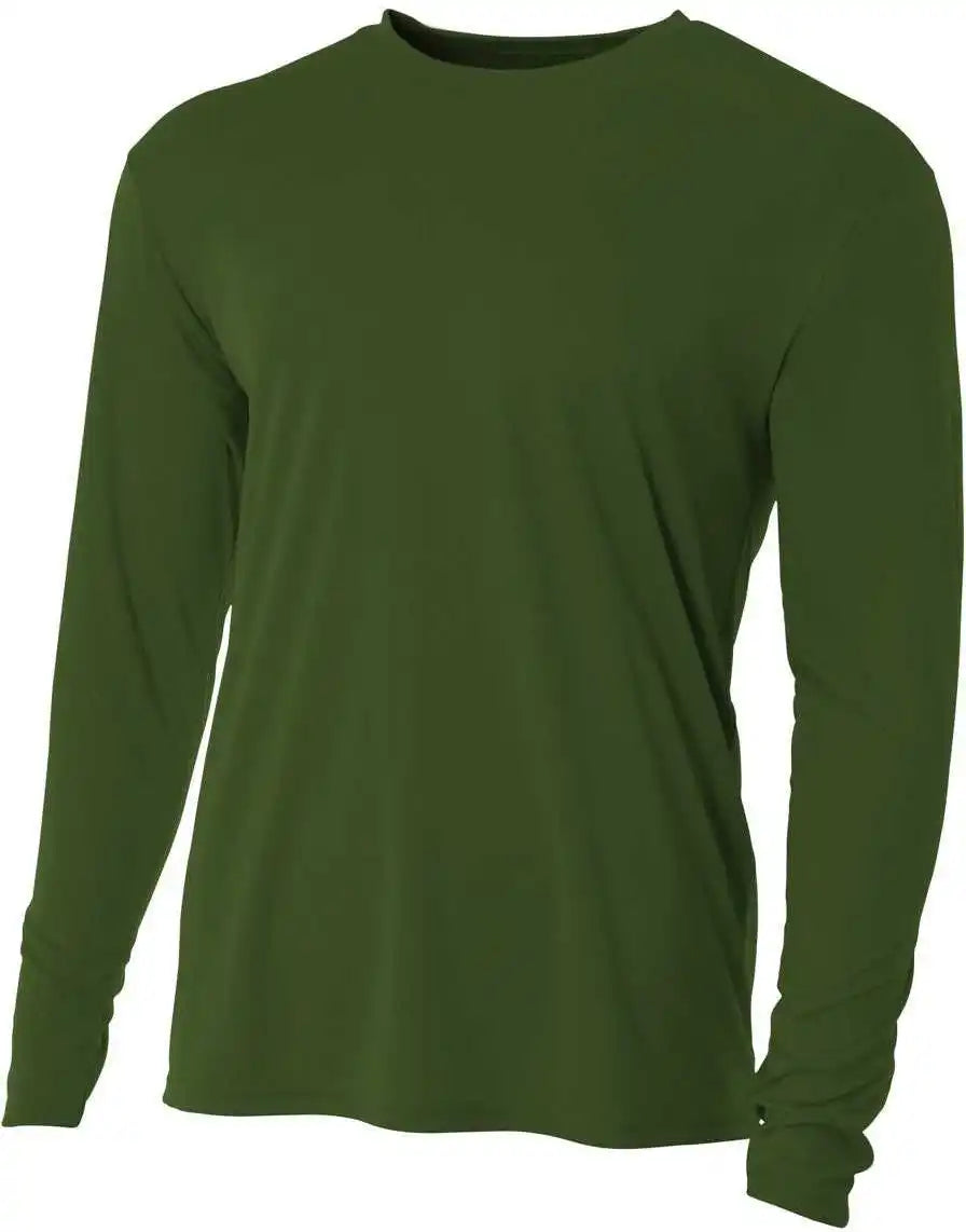 A4 Nb3165 Youth Long Sleeve Cooling Performance Crew t Shirt Military Green