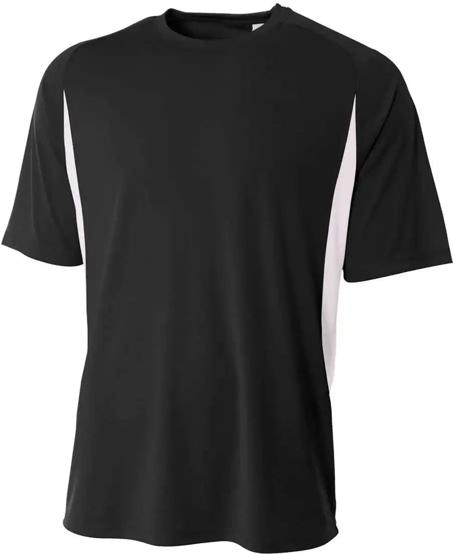 A4 Nb3181 Youth Cooling Performance Color Block Short Sleeve Crew Black White