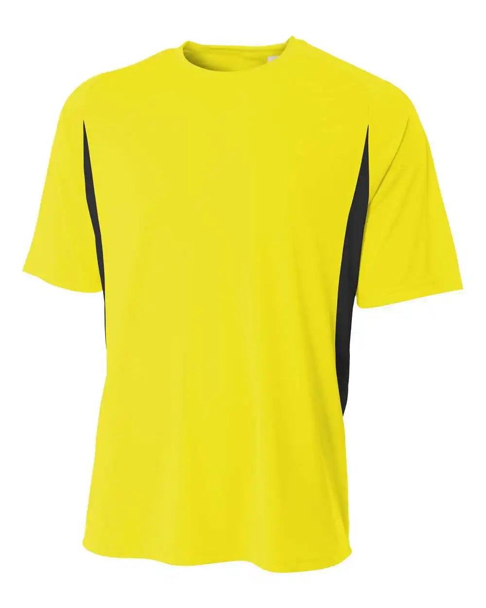 A4 Nb3181 Youth Cooling Performance Color Block Short Sleeve Crew - Safety Yellow Black