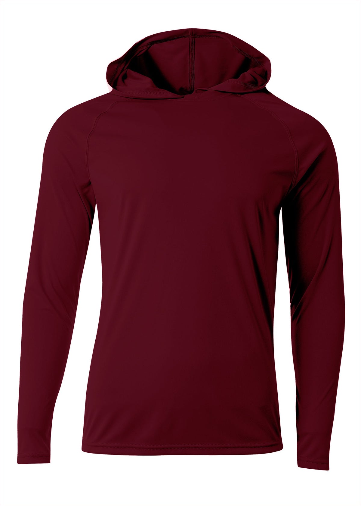 A4 Nb3409 Long Sleeve Hooded Tee - Maroon - s