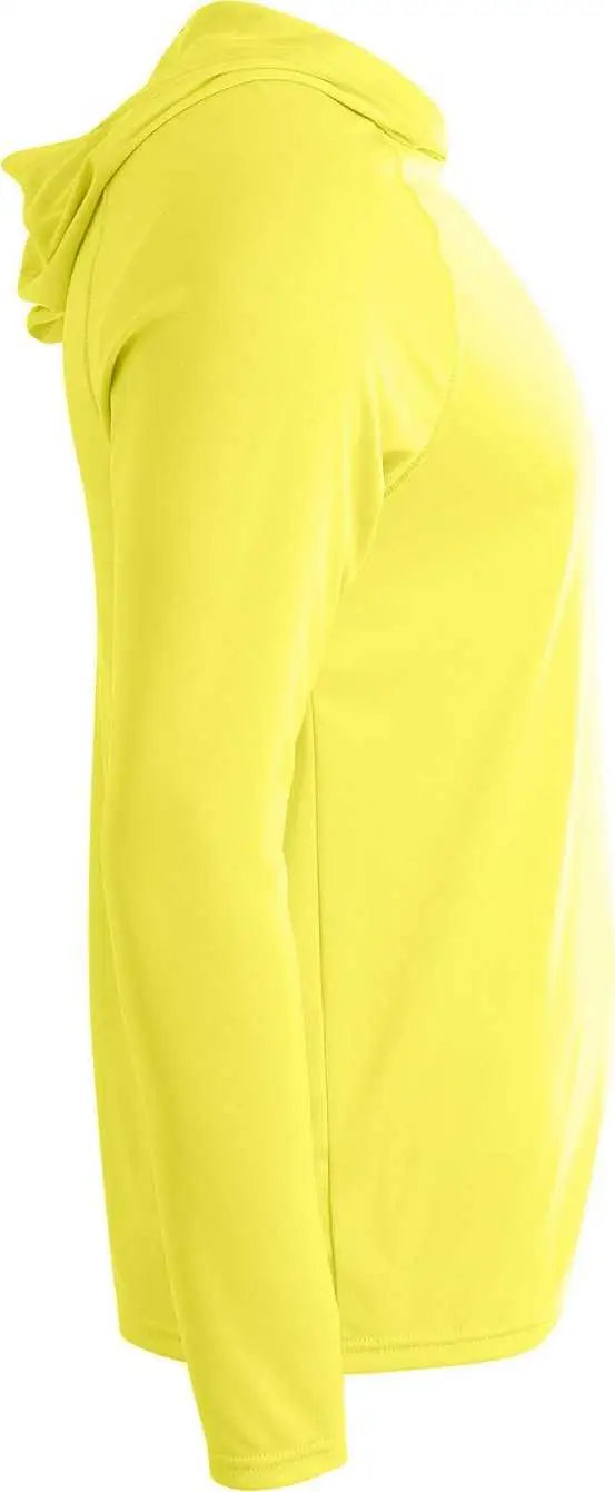 A4 Nb3409 Youth Long Sleeve Hooded T-shirt - Safety Yellow