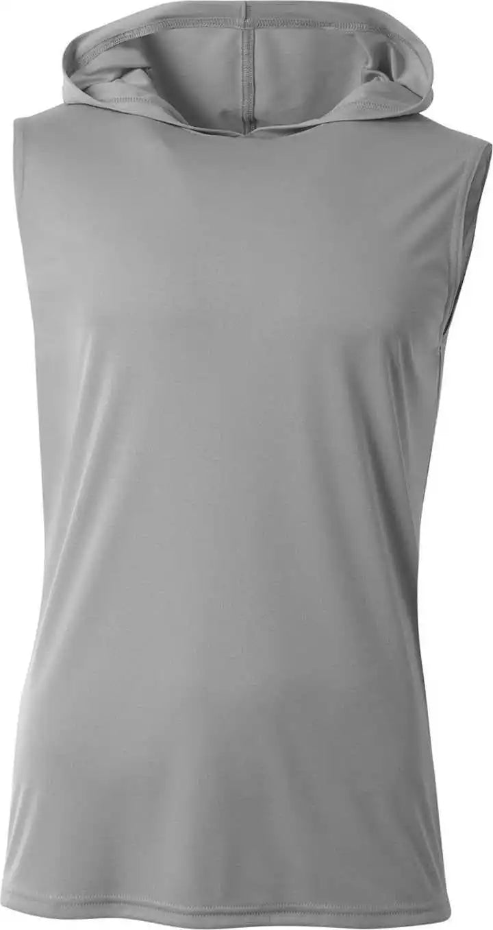 A4 Nb3410 Youth Sleeveless Hooded t Shirt Silver