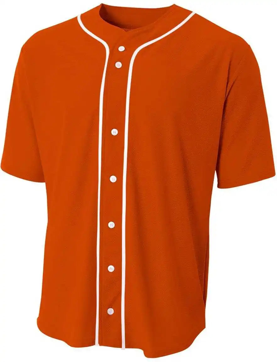 A4 Nb4184 Youth Full Button Stretch Mesh Baseball Jersey Athletic Orange White