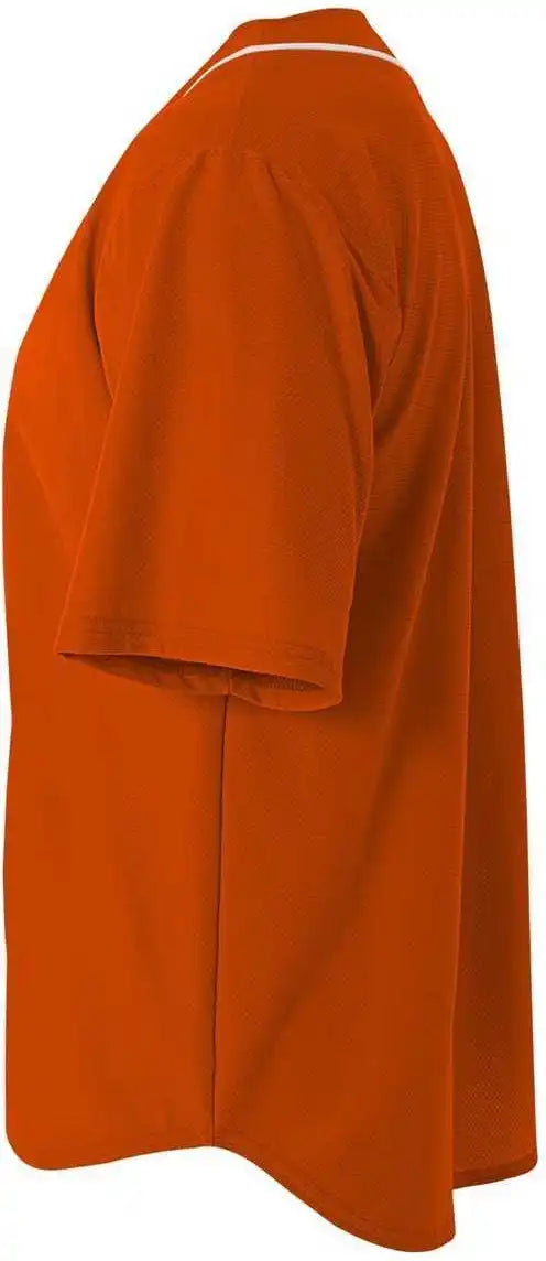 A4 Nb4184 Youth Full Button Stretch Mesh Baseball Jersey Athletic Orange White
