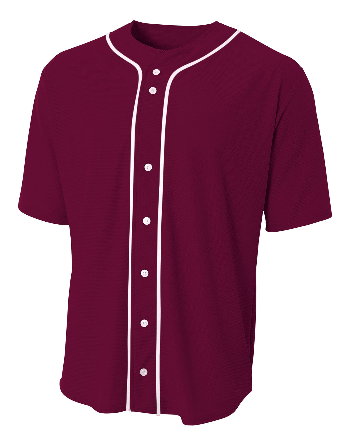 A4 Nb4184 Youth Full Button Stretch Mesh Baseball Jersey - Maroon White