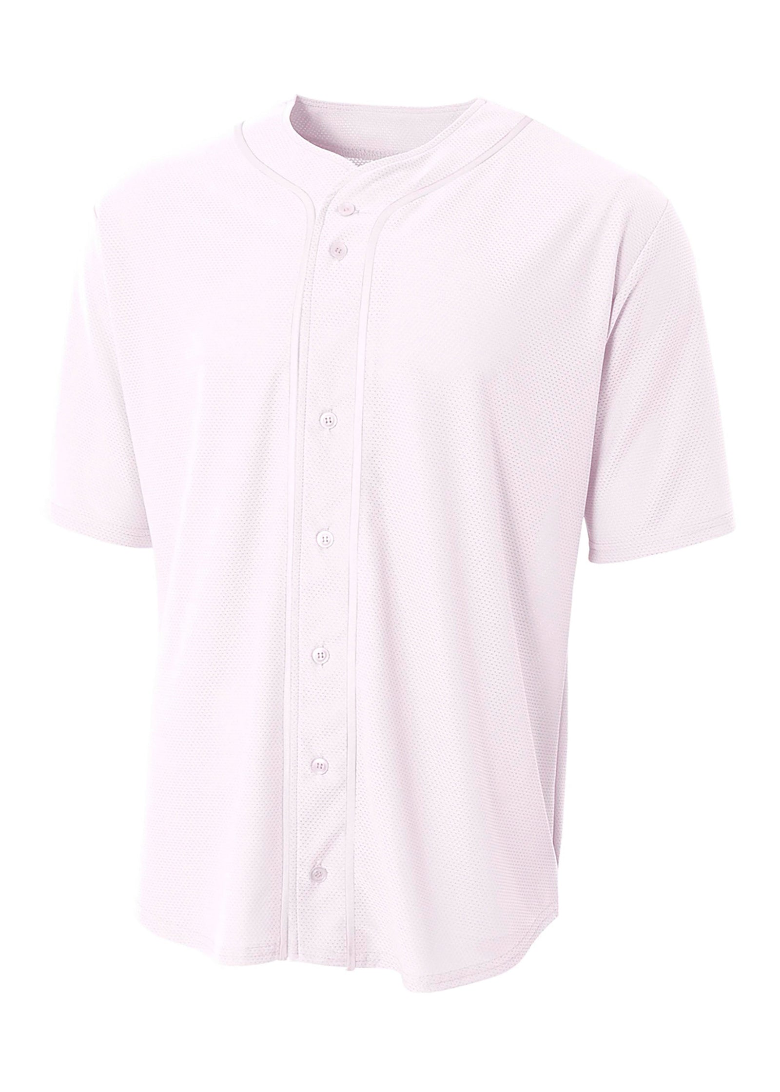 A4 Nb4184 Youth Full Button Stretch Mesh Baseball Jersey - Navy White