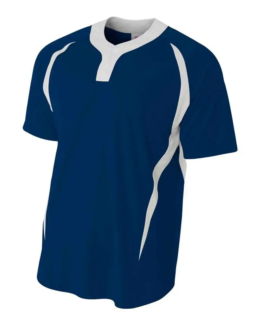 A4 Nb4229 Youth 2-button Color Block Henley - Navy White
