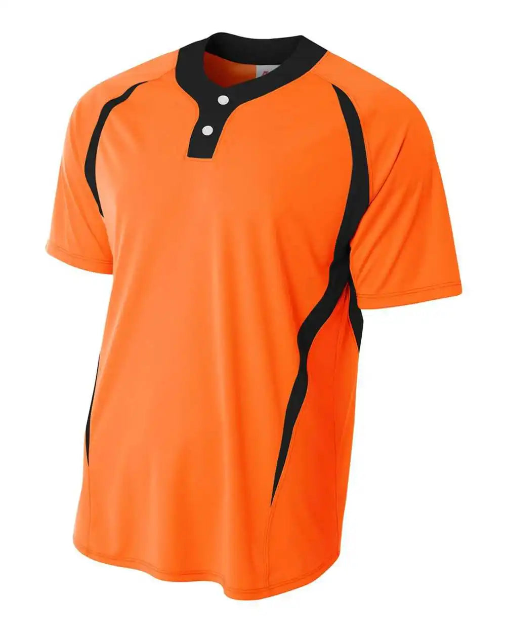 A4 Nb4229 Youth 2-button Color Block Henley - Orange Black