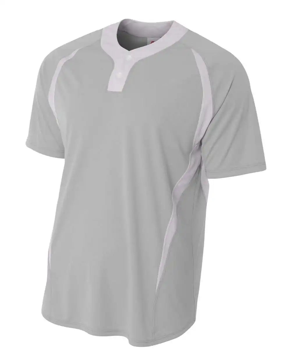 A4 Nb4229 Youth 2-button Color Block Henley - Silver White
