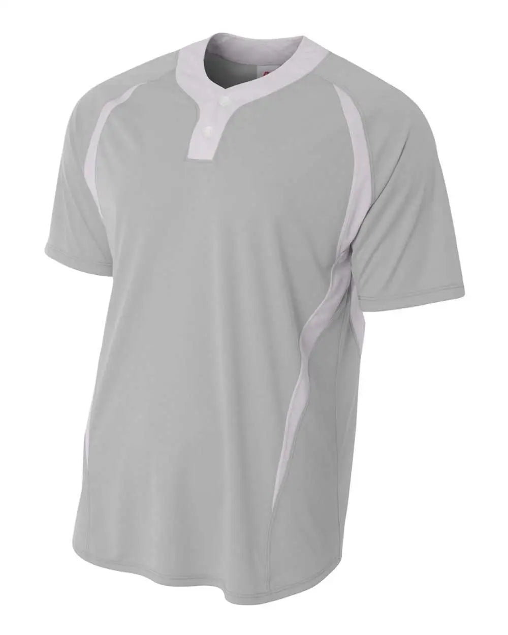 A4 Nb4229 Youth 2-button Color Block Henley - Silver White