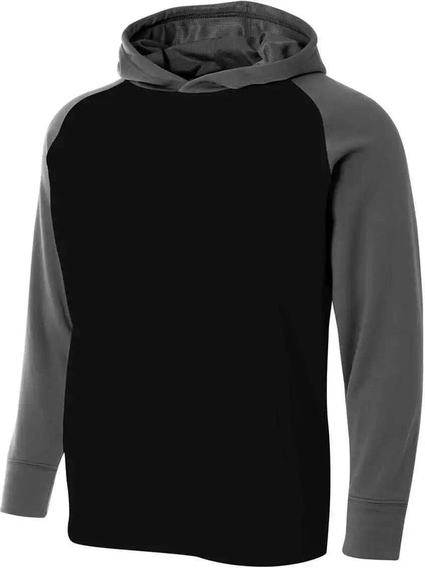 A4 Nb4234 Youth Color Block Tech Fleece Hoodie Black Graphite