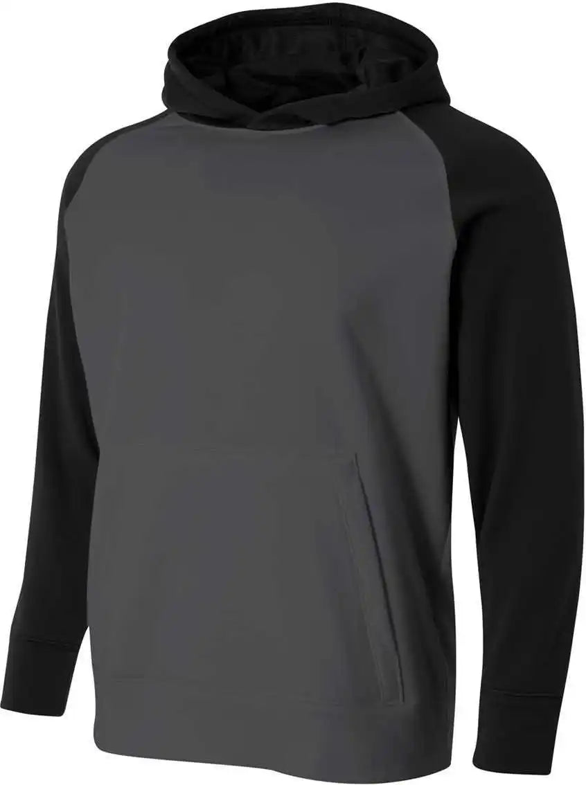 A4 Nb4234 Youth Color Block Tech Fleece Hoodie - Graphite Black