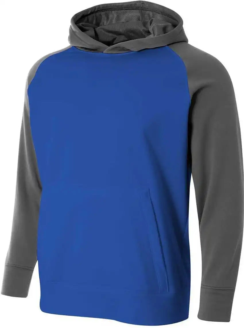 A4 Nb4234 Youth Color Block Tech Fleece Hoodie Royal Graphite