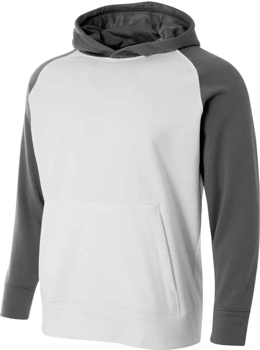 A4 Nb4234 Youth Color Block Tech Fleece Hoodie White Graphite