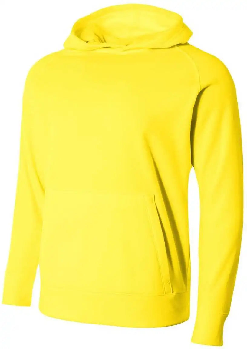 A4 Nb4237 Youth Solid Tech Fleece Hoodie Safety Yellow