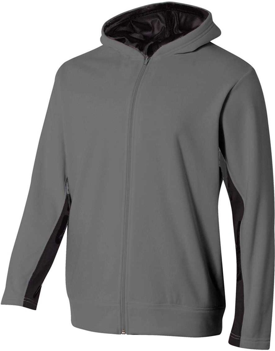 A4 Nb4251 Youth Full Zip Color Block Fleece Hoodie - Graphite Black