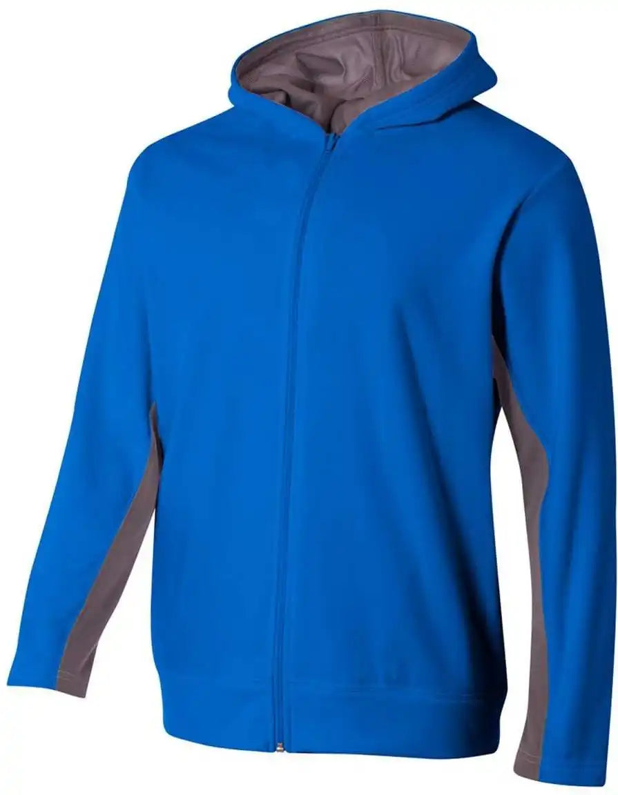 A4 Nb4251 Youth Full Zip Color Block Fleece Hoodie - Royal Graphite