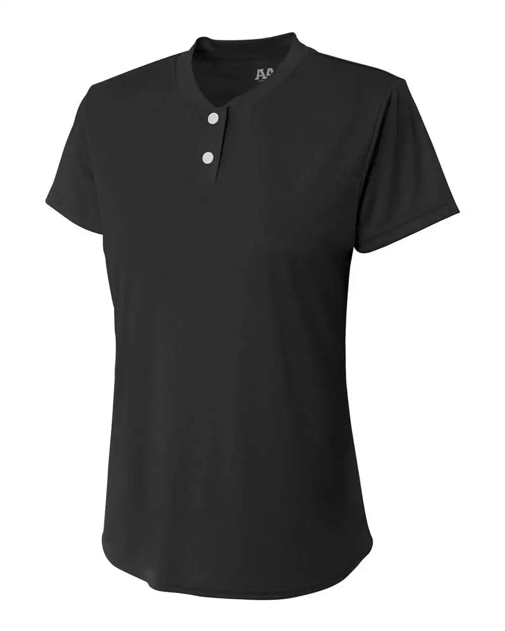 A4 Ng3143 Girls Tek 2 Button Henley - Black