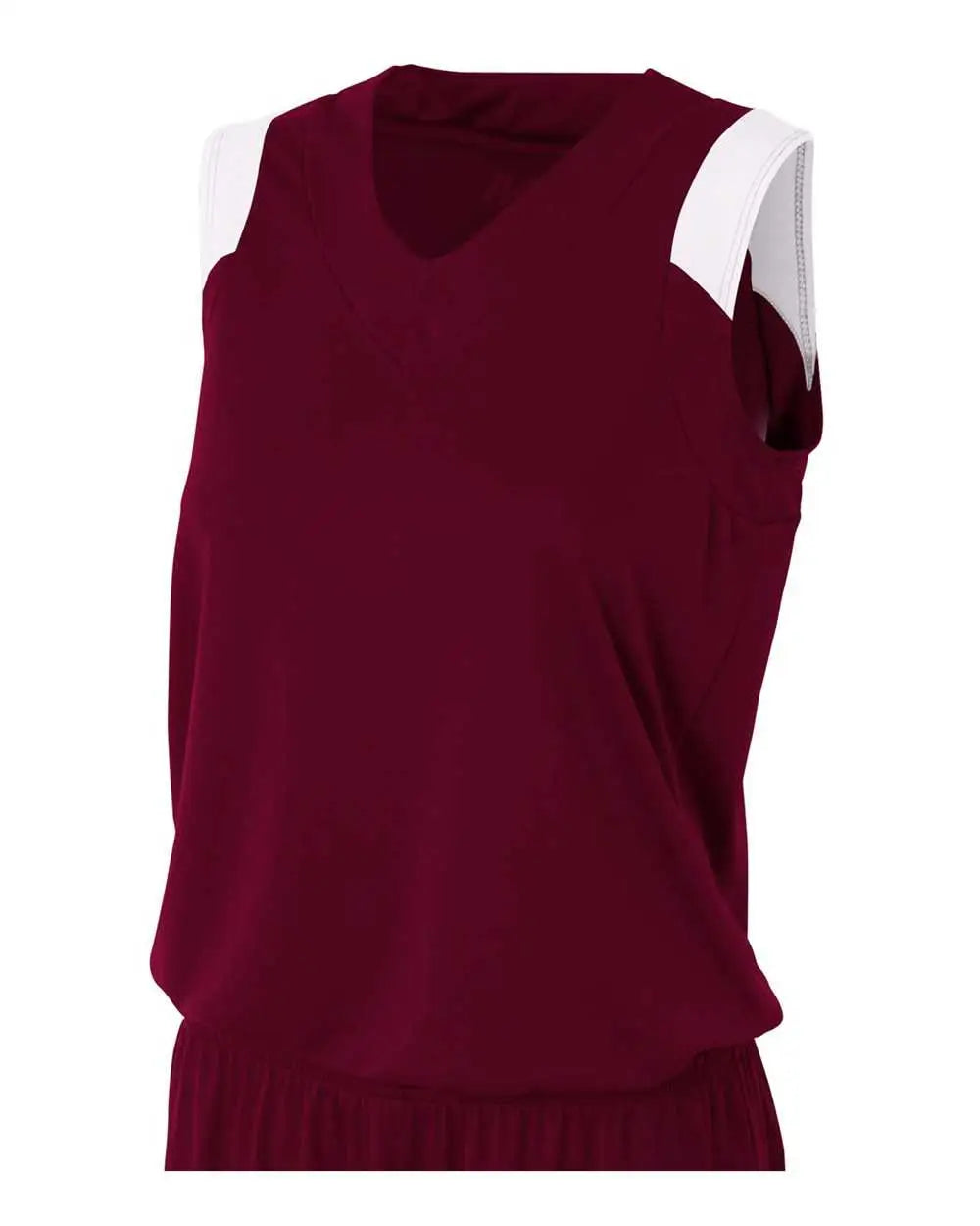 A4 Nw2340 Women’s Moisture Management V-neck Muscle - Maroon White
