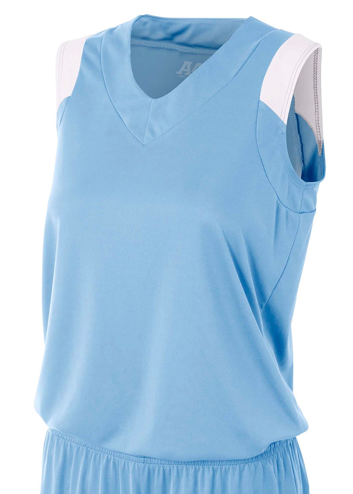 A4 Nw2340 Women’s Moisture Management V-neck Muscle - White - Lt Blue/white / s
