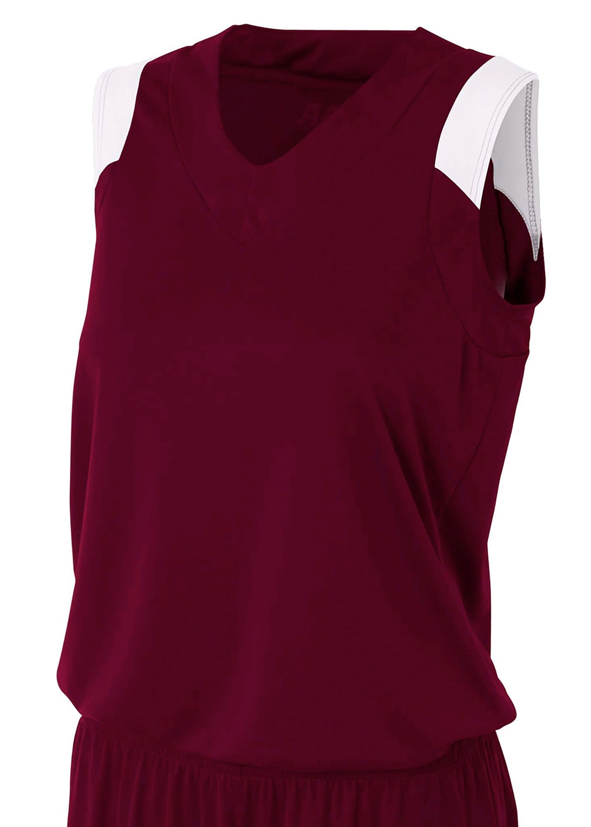 A4 Nw2340 Women’s Moisture Management V-neck Muscle - White - Maroon / s