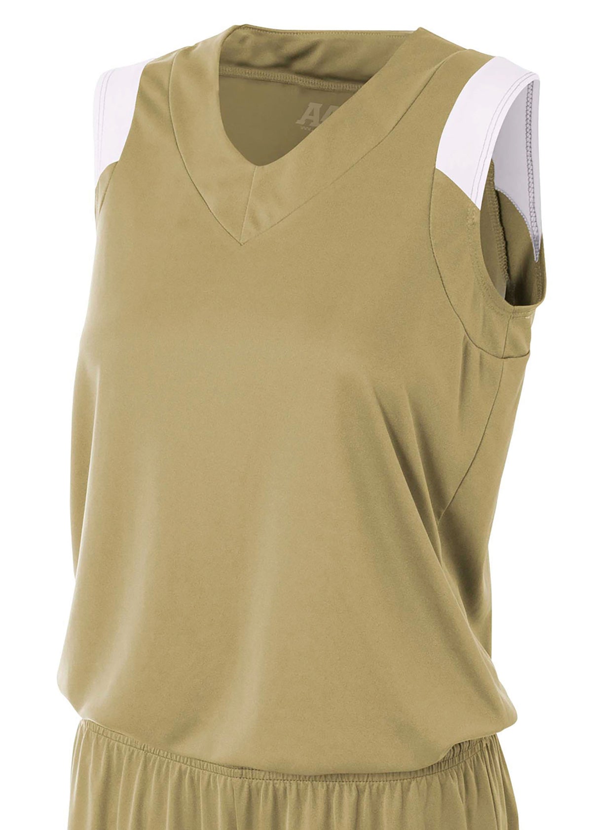 A4 Nw2340 Women’s Moisture Management V-neck Muscle - White - Vegas Gold/white / s