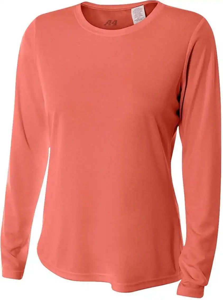 A4 Nw3002 Women’s Long Sleeve Performance Crew - Coral