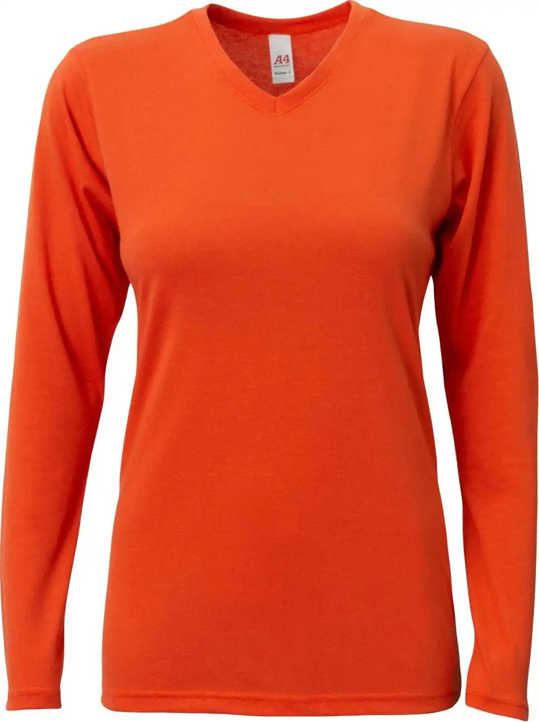 A4 Nw3029 Ladies’ Long Sleeve Softek v Neck t Shirt Athletic Orange