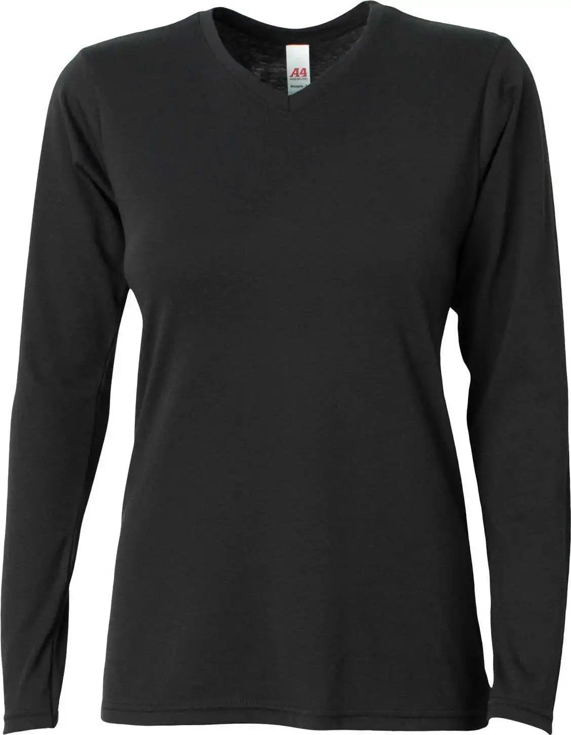 A4 Nw3029 Ladies’ Long-sleeve Softek V-neck T-shirt - Black