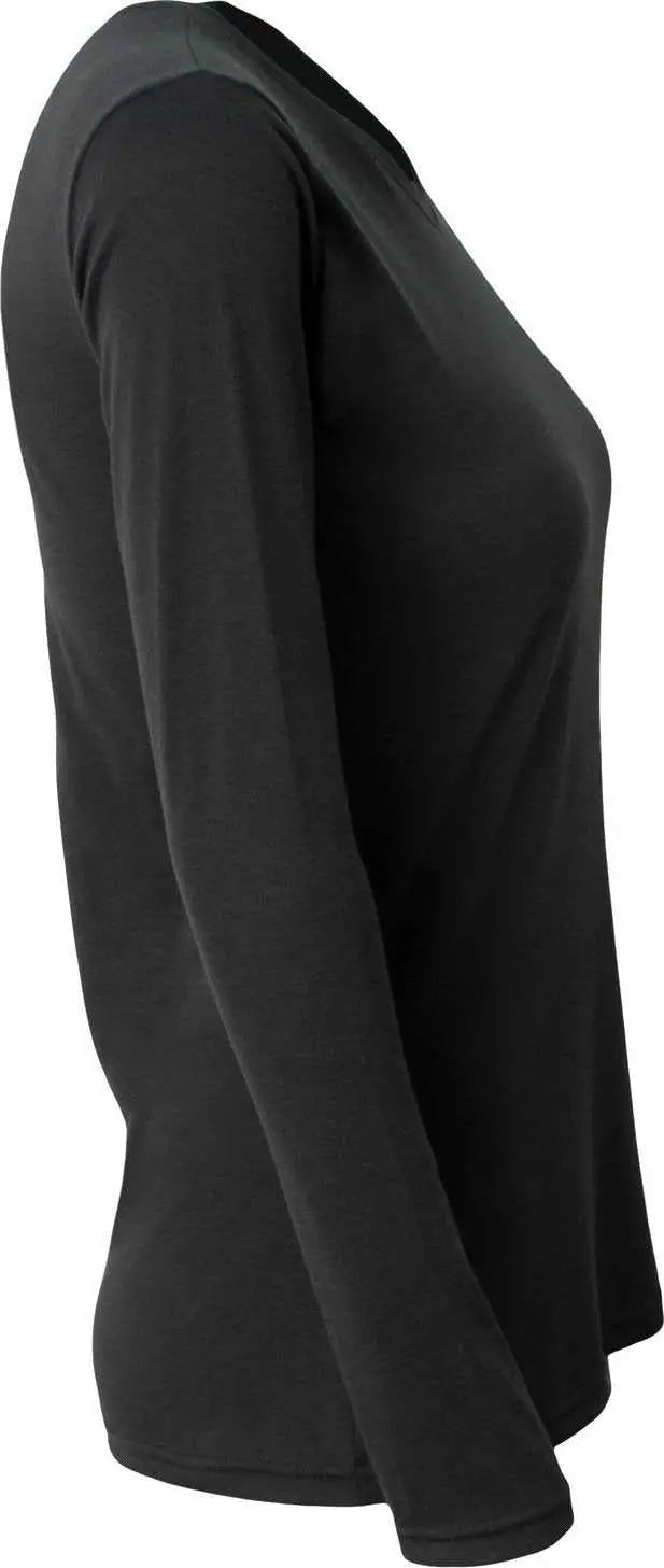 A4 Nw3029 Ladies’ Long-sleeve Softek V-neck T-shirt - Black