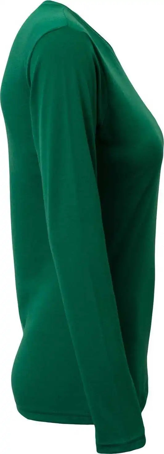 A4 Nw3029 Ladies’ Long Sleeve Softek v Neck t Shirt Forest