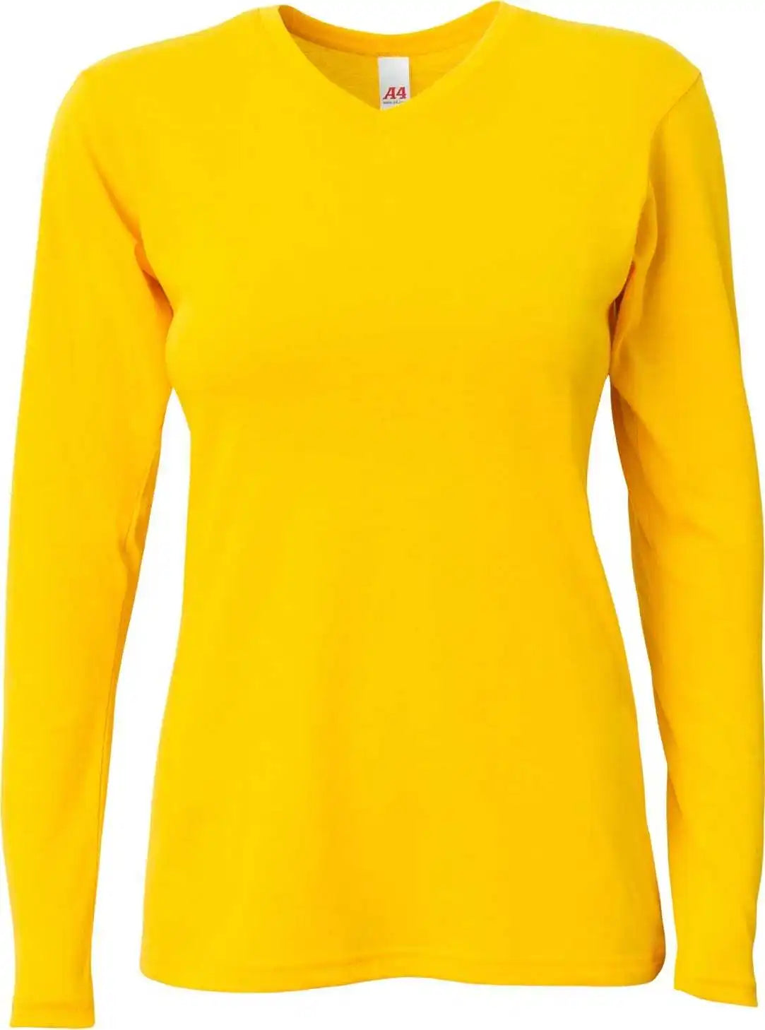 A4 Nw3029 Ladies’ Long Sleeve Softek v Neck t Shirt Gold