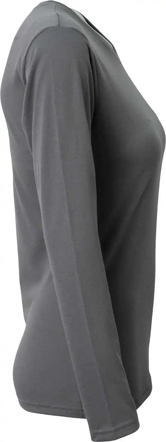 A4 Nw3029 Ladies’ Long-sleeve Softek V-neck T-shirt - Graphite
