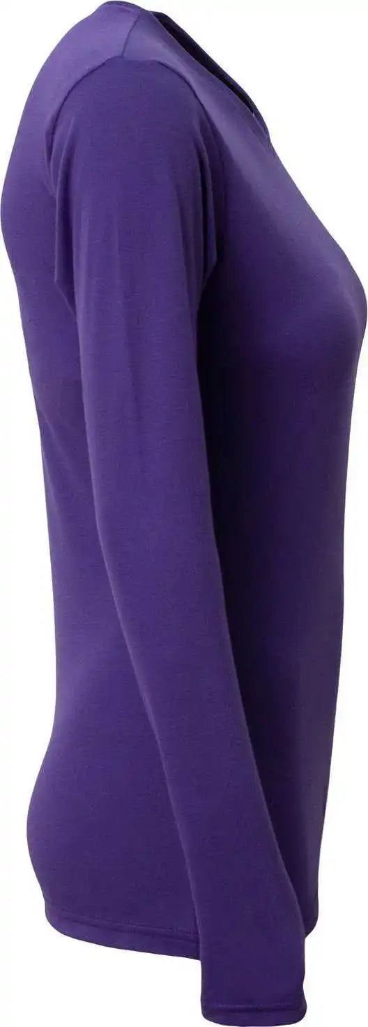 A4 Nw3029 Ladies’ Long-sleeve Softek V-neck T-shirt - Purple