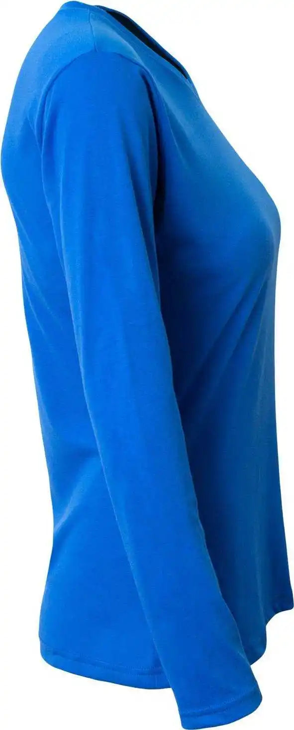 A4 Nw3029 Ladies’ Long-sleeve Softek V-neck T-shirt - Royal