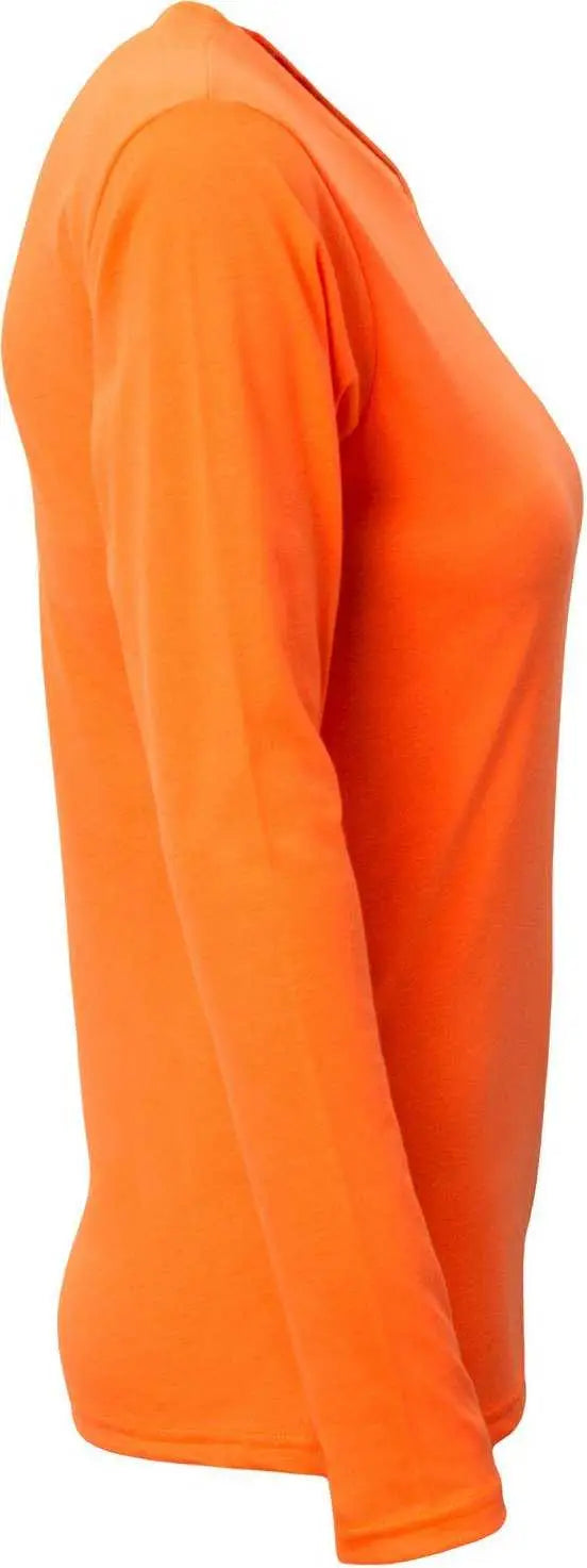 A4 Nw3029 Ladies’ Long-sleeve Softek V-neck T-shirt - Safety Orange