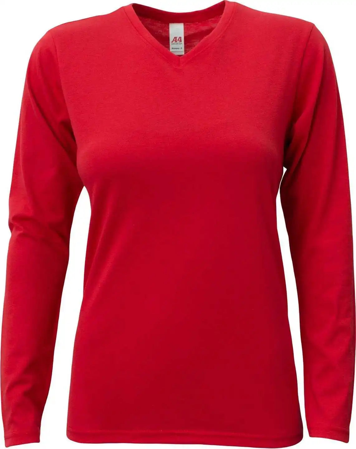 A4 Nw3029 Ladies’ Long-sleeve Softek V-neck T-shirt - Scarlet