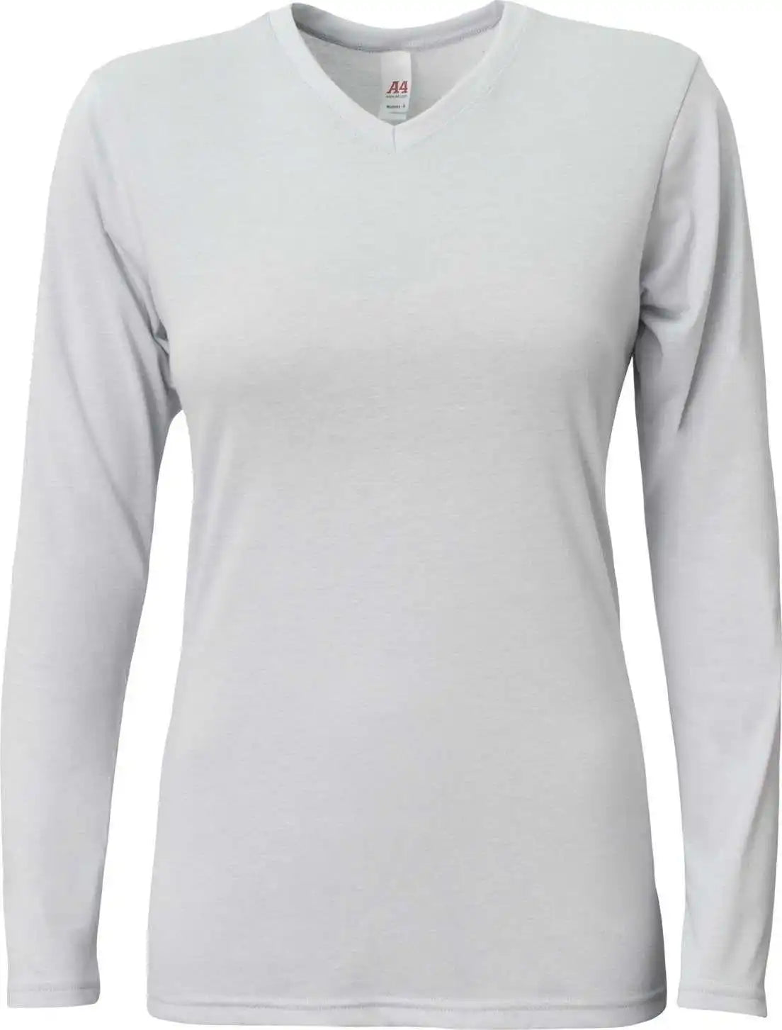 A4 Nw3029 Ladies’ Long-sleeve Softek V-neck T-shirt - Silver