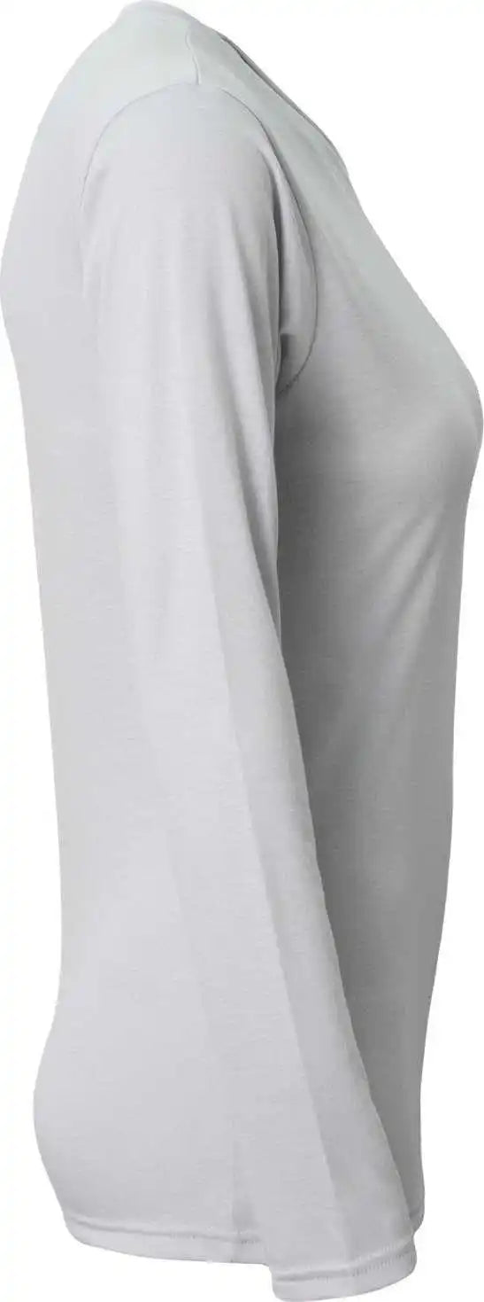 A4 Nw3029 Ladies’ Long-sleeve Softek V-neck T-shirt - Silver