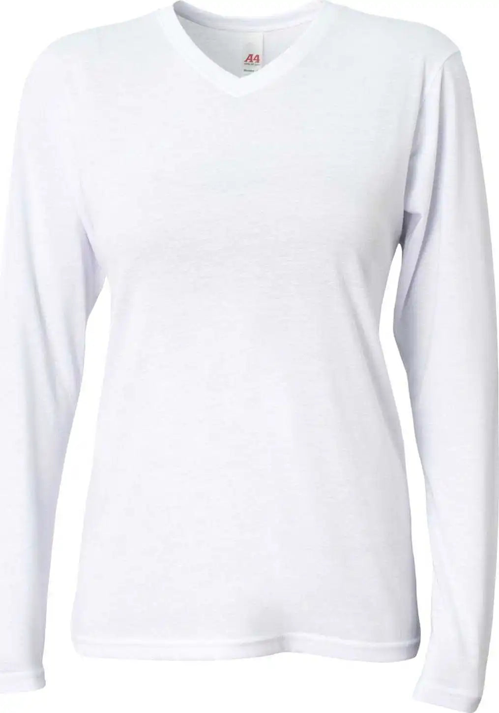 A4 Nw3029 Ladies’ Long-sleeve Softek V-neck T-shirt - White
