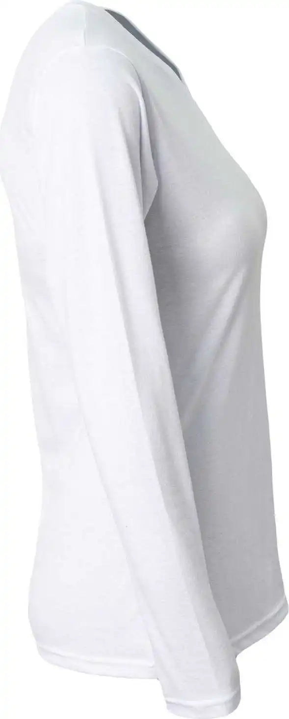 A4 Nw3029 Ladies’ Long-sleeve Softek V-neck T-shirt - White