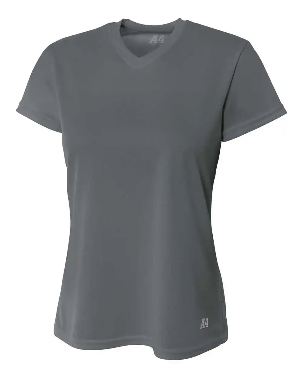A4 Nw3254 Women’s Short Sleeve V-neck Birds Eye Mesh Tee - Graphite