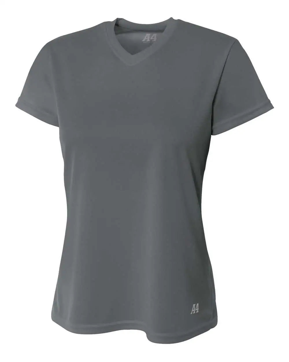A4 Nw3254 Women’s Short Sleeve V-neck Birds Eye Mesh Tee - Graphite