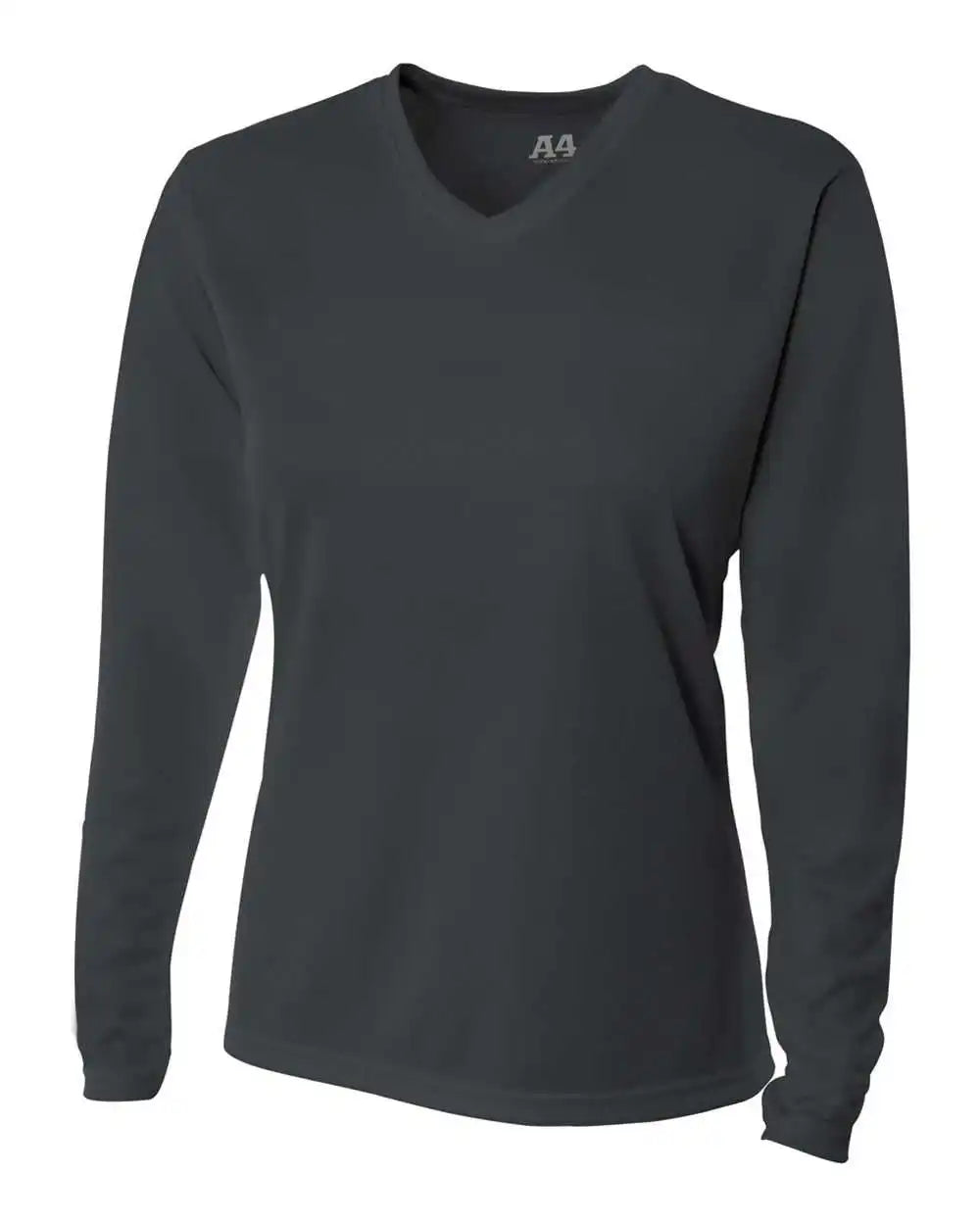 A4 Nw3255 Women’s Long Sleeve V-neck Birds Eye Mesh Tee - Graphite